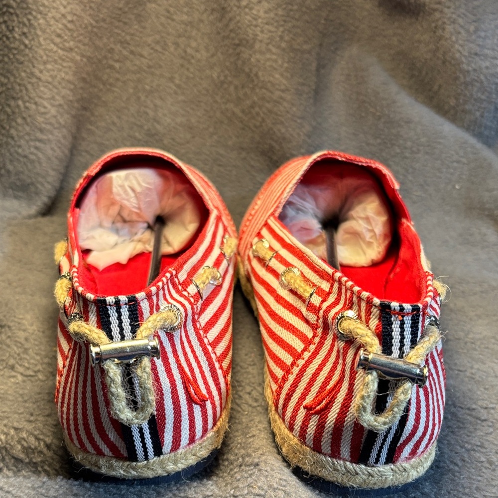 Nautica Women's Red and White Striped Moccasins - Picture 6 of 8